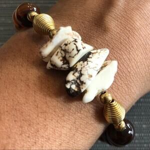 White Turquoise & Brown Bracelet